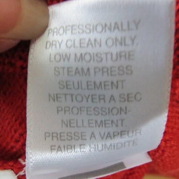 Vtg Susan Bristol Red Cardigan Sweater Embroidered Black Collar Size Large - Picture 12 of 12